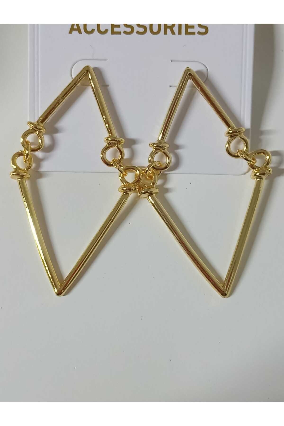 Gold Modern Tasarım Büyük Kadın Küpe