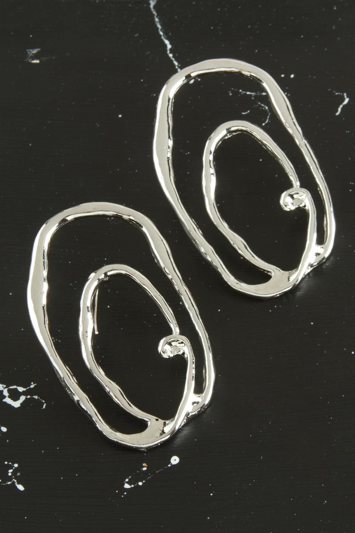 Gümüş Halka Tasarım Büyük Kadın Küpe (8CM)