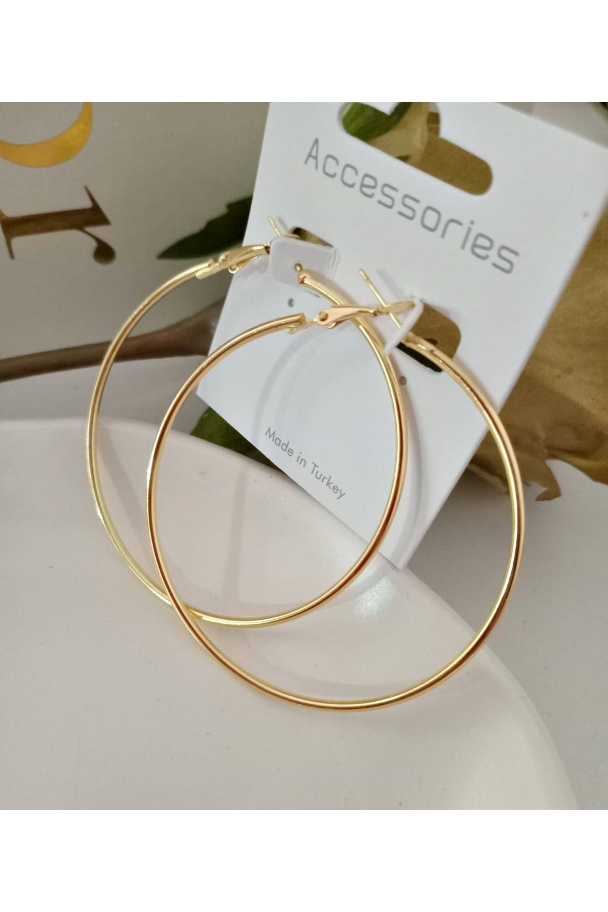 6cm Gold Büyük Boy Halka Kadın Küpe