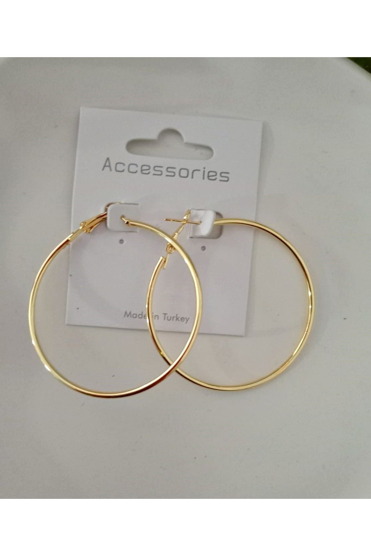 5cm Gold Orta Boy Halka Kadın Küpe