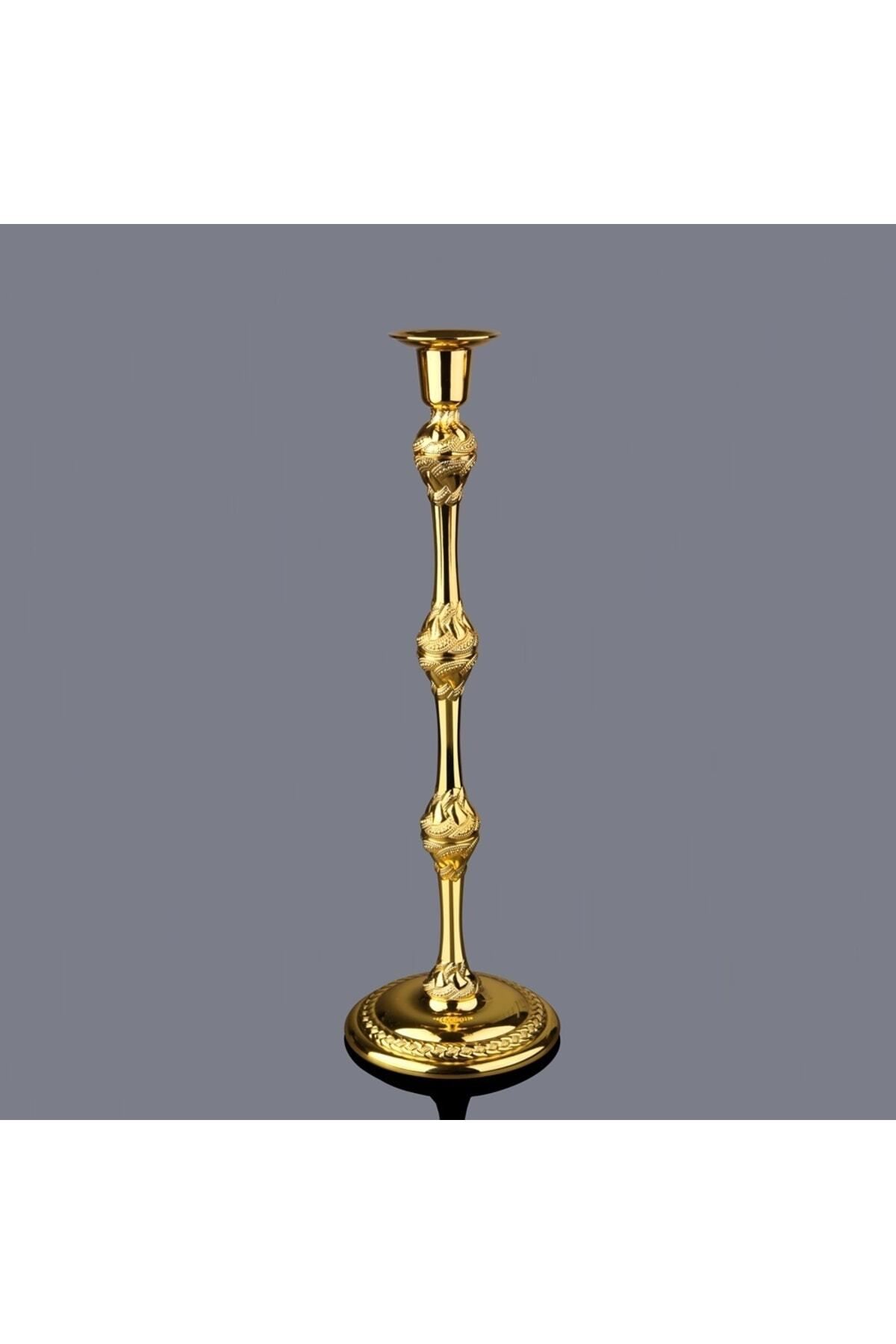 Gold Metal Şamdan Mumluk H.40cm