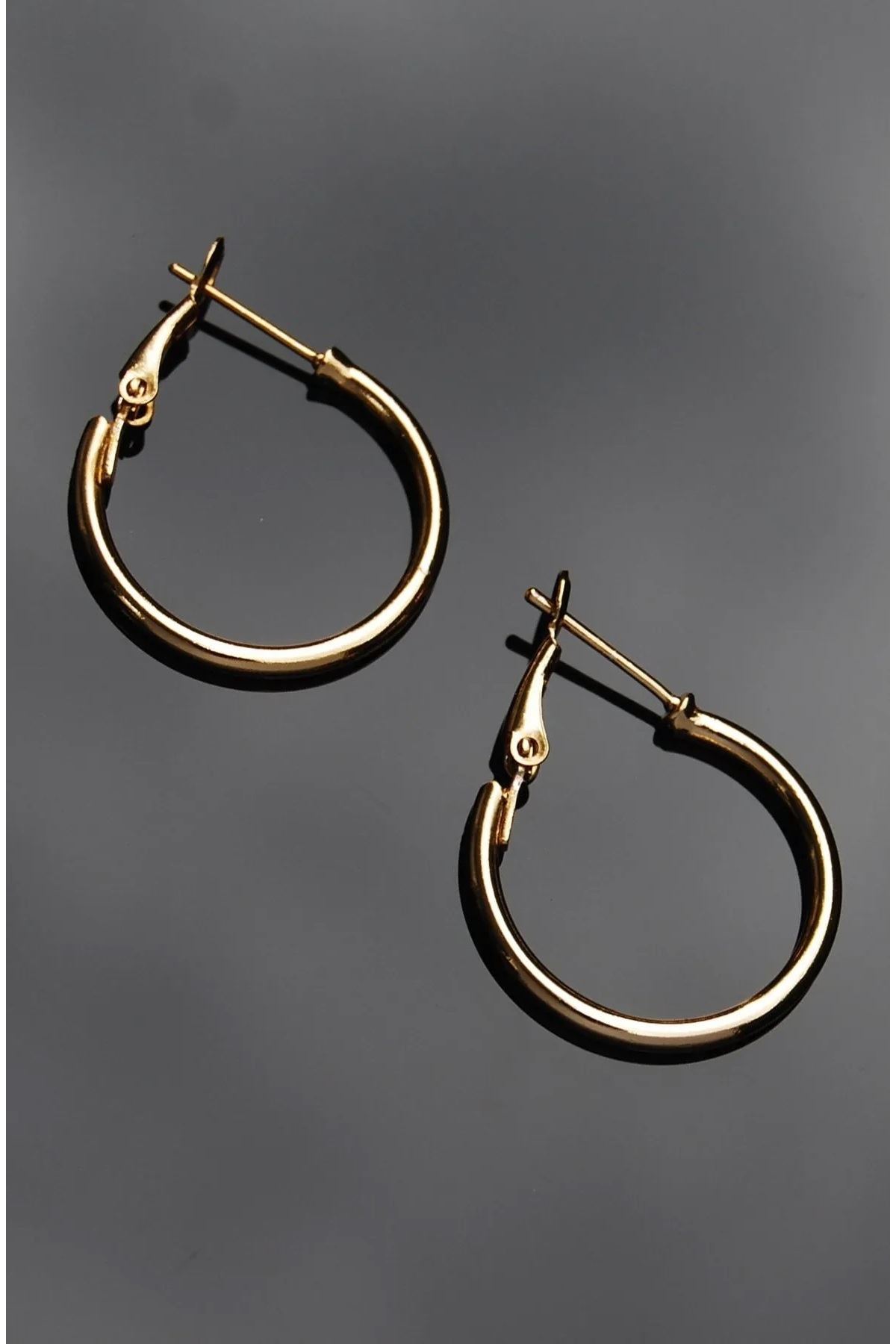 Gold Boru Halka 3cm Kadın Küpe