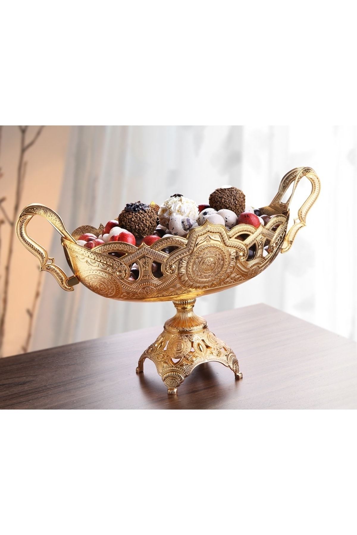 Gold Metal Çikolatalık Dekoratif Gondol 39x16cm H.24cm