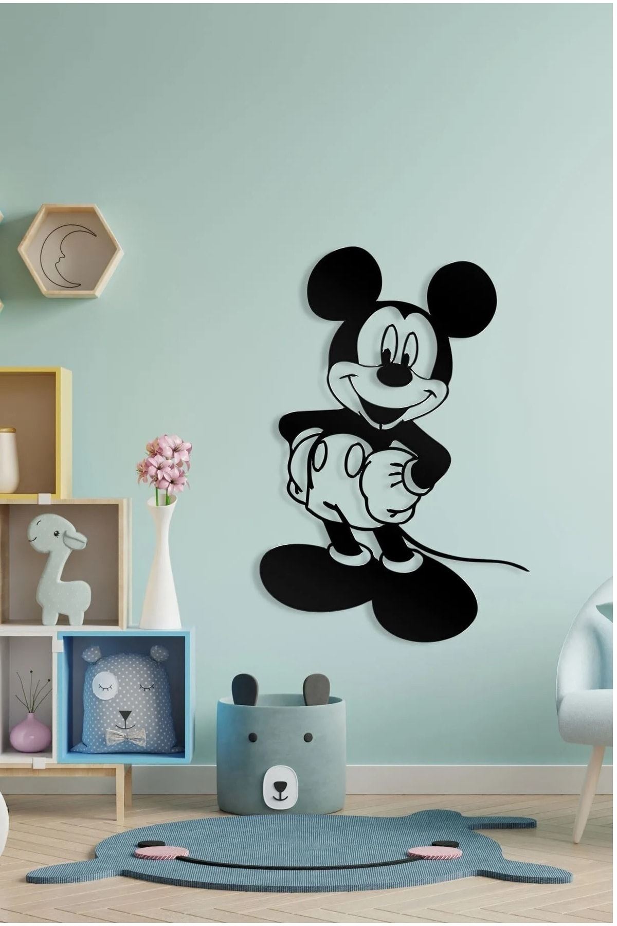 Metal Mickey Mouse Ev Ofis Otel Duvar Süsü 49x33cm