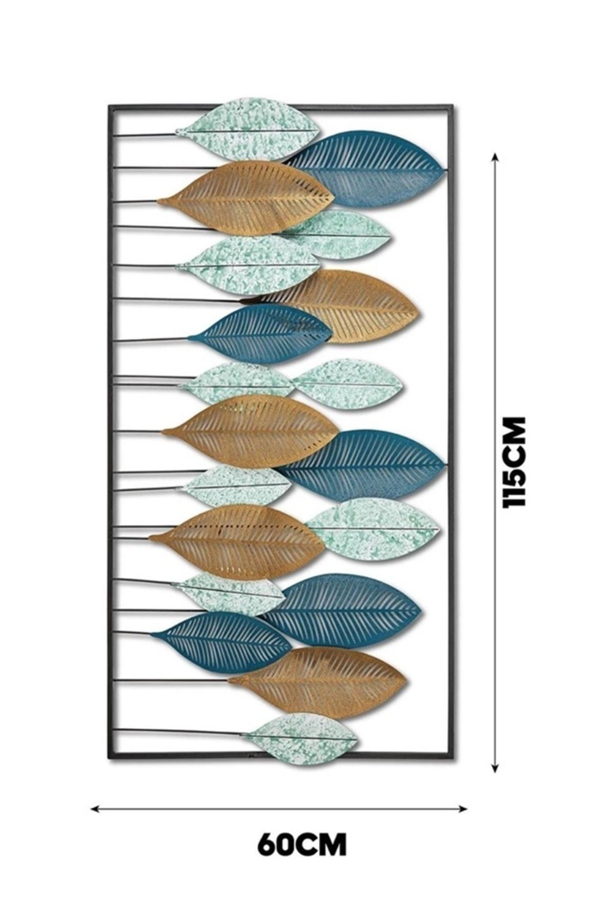 Metal Belgrad Yeşil Gold Mavi Ev Ofis Otel Duvar Süsü 115x60cm