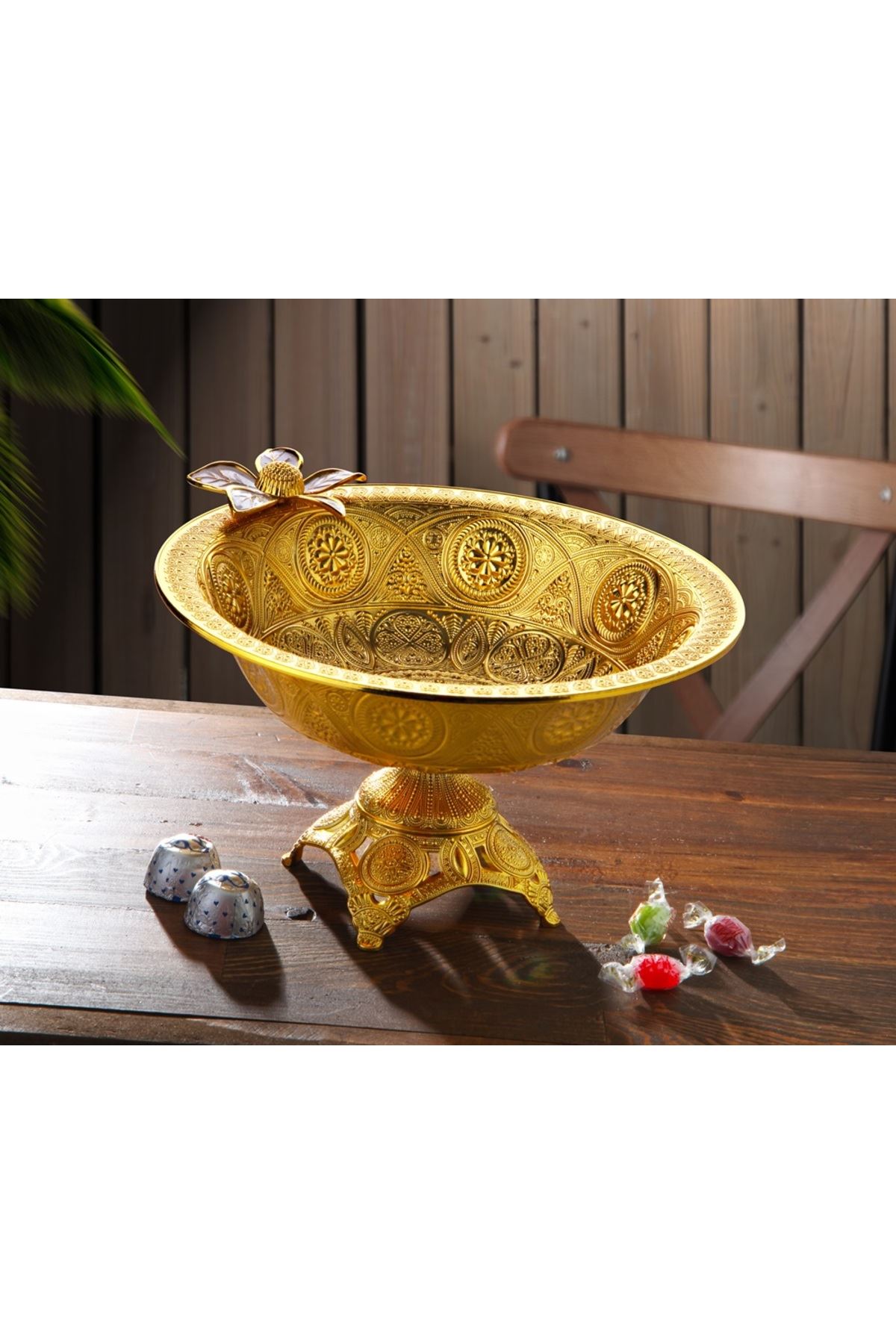 Gold Metal Ayaklı Kase Çap:20cm