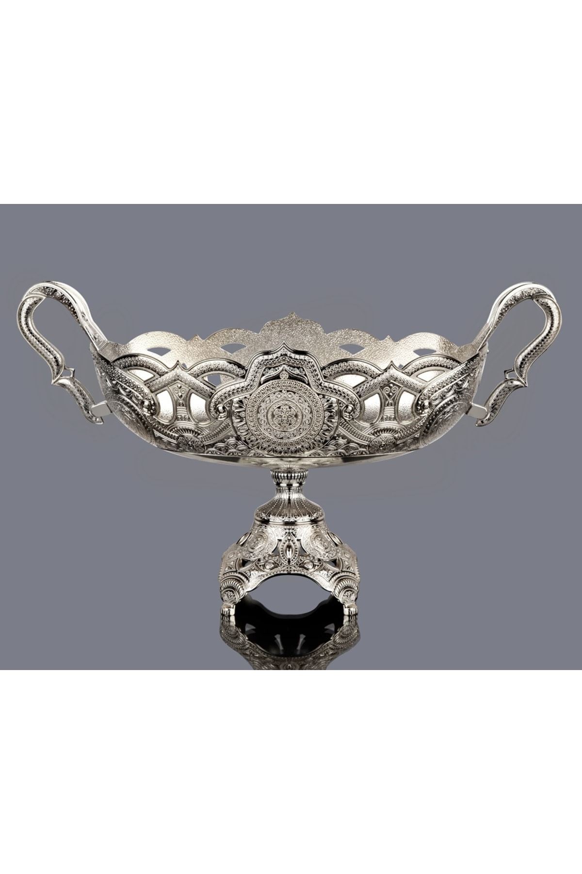 Gümüş Metal Çikolatalık Dekoratif Gondol 39x16cm H.23cm