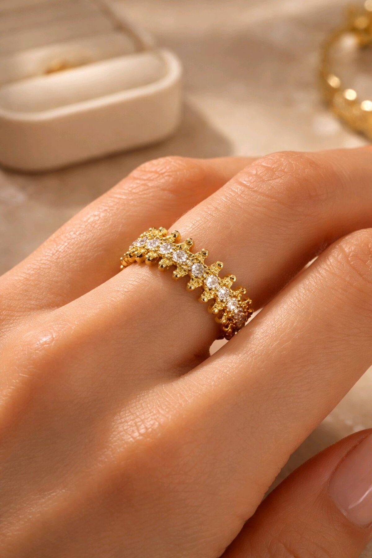 Gold Tamtur Taşlı Yüzük Ayarlanabilir