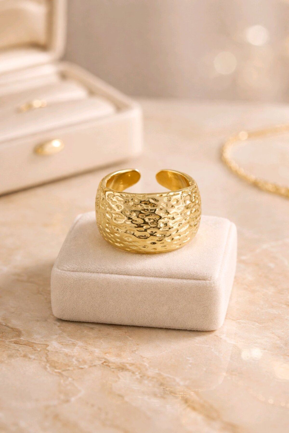Gold Bombeli Top Yüzük, Ayarlanabilir