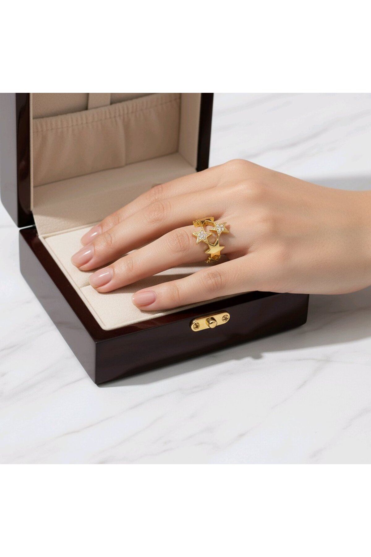 Gold Yıldızlar Yüzük Ayarlanabilir