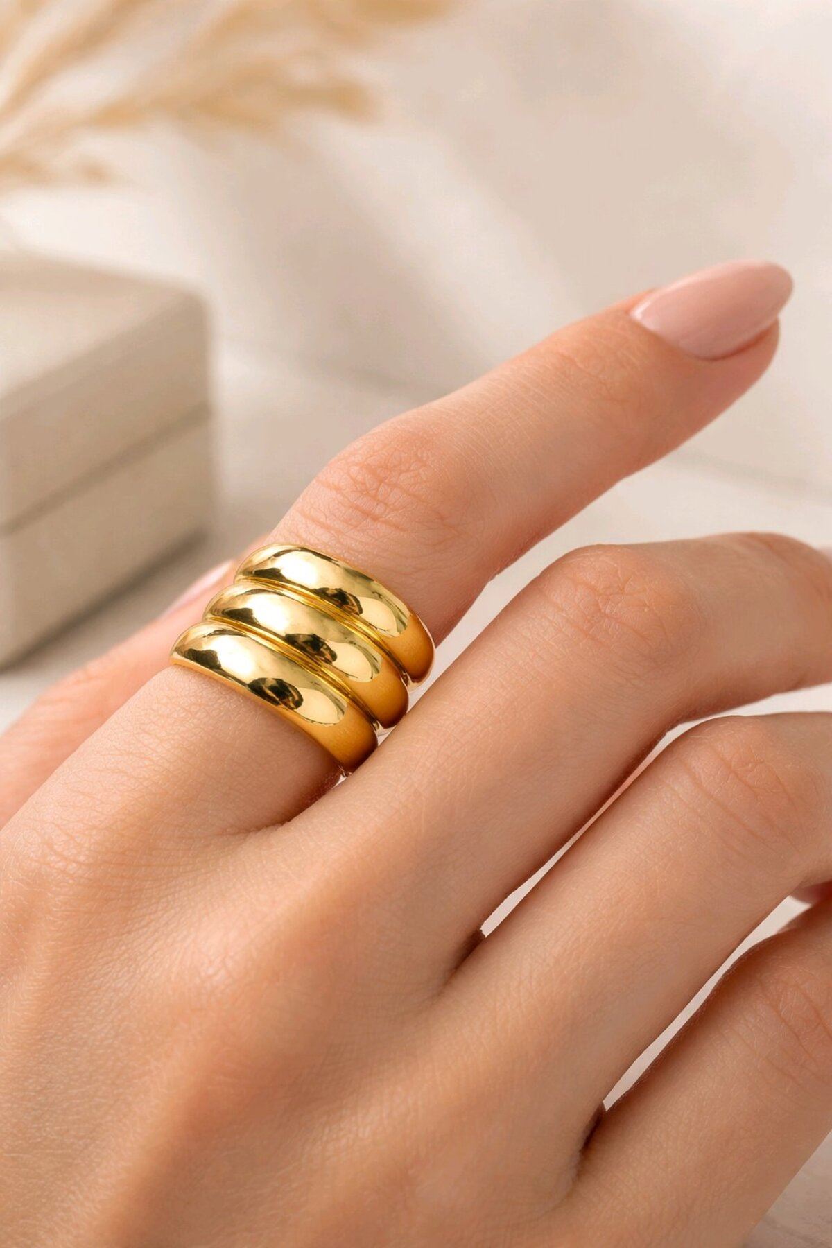 Gold Üç Sıralı Yüzük, Ayarlanabilir