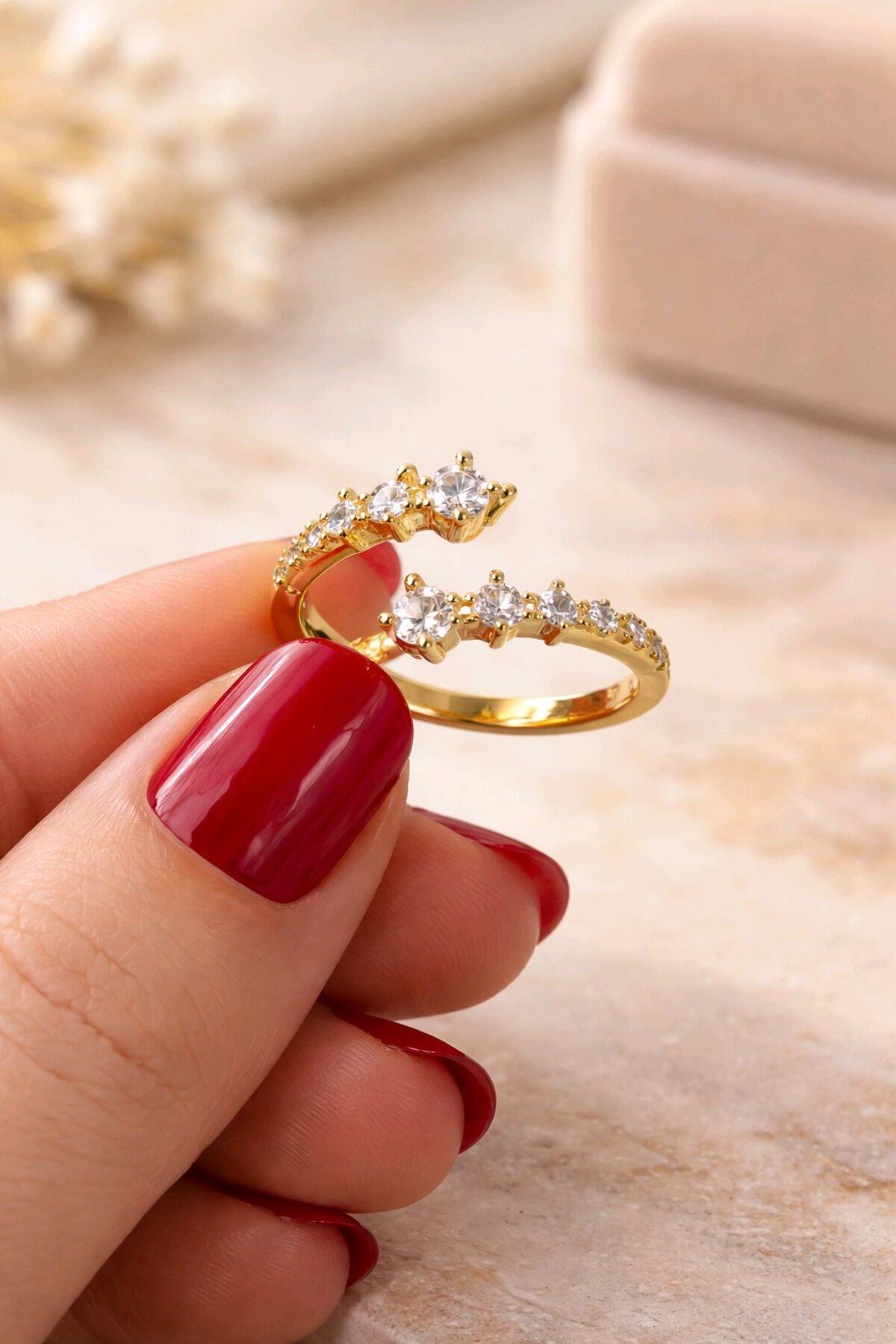 Gold Taşlı Yüzük, Ayarlanabilir