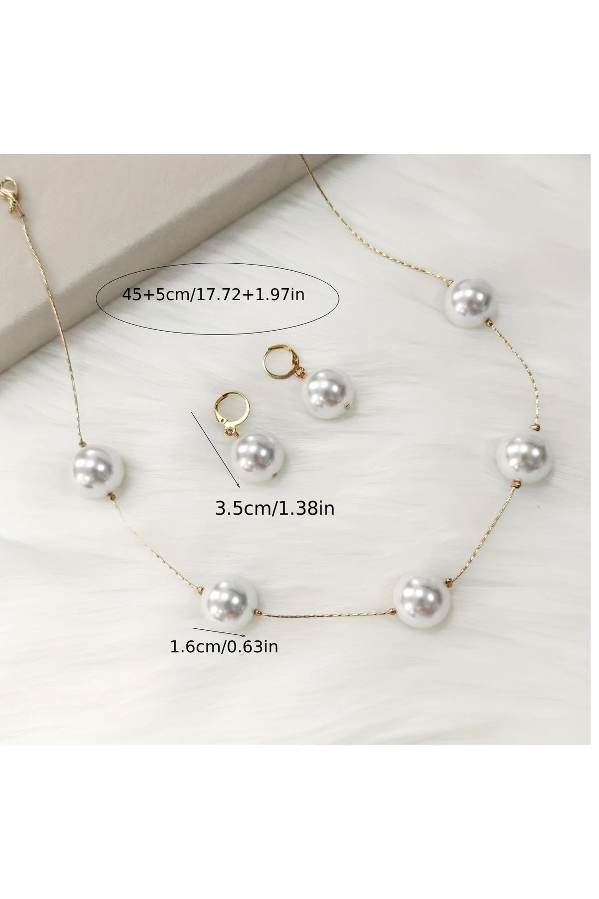 3 Parçalı Kırmızı İncili Gold Kolye Ve Küpe Seti