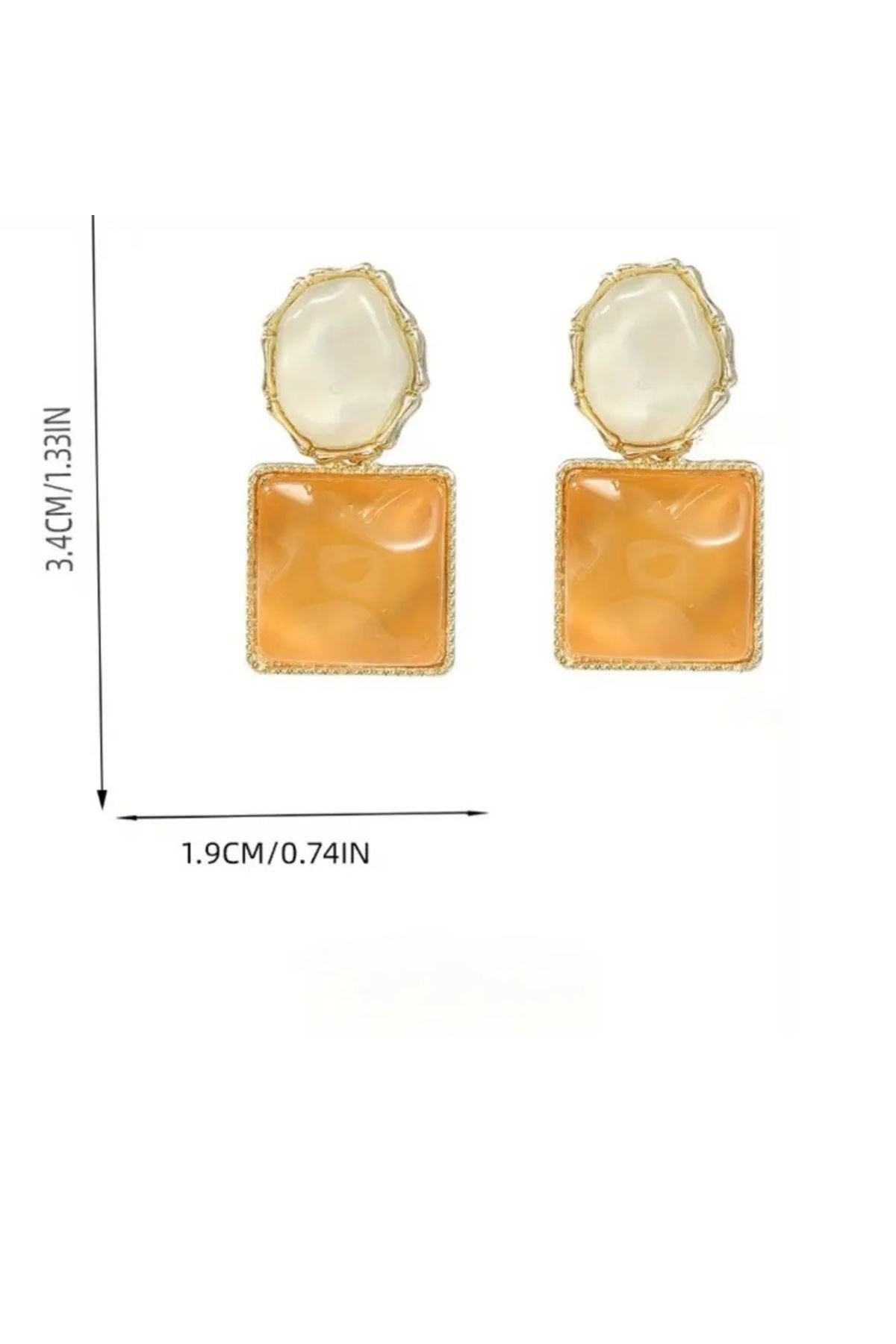 Asimetrik Sarı Pembe 4 Mevsimlik Gold Kadın Küpe