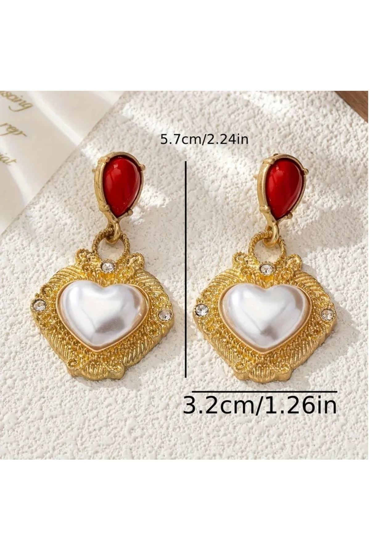 Gold Elegance Kalp Kadın Küpe, 5,7cm