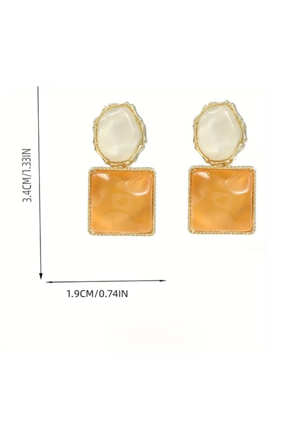 Sarı Beyaz 4 Mevsimlik Gold Kadın Küpe