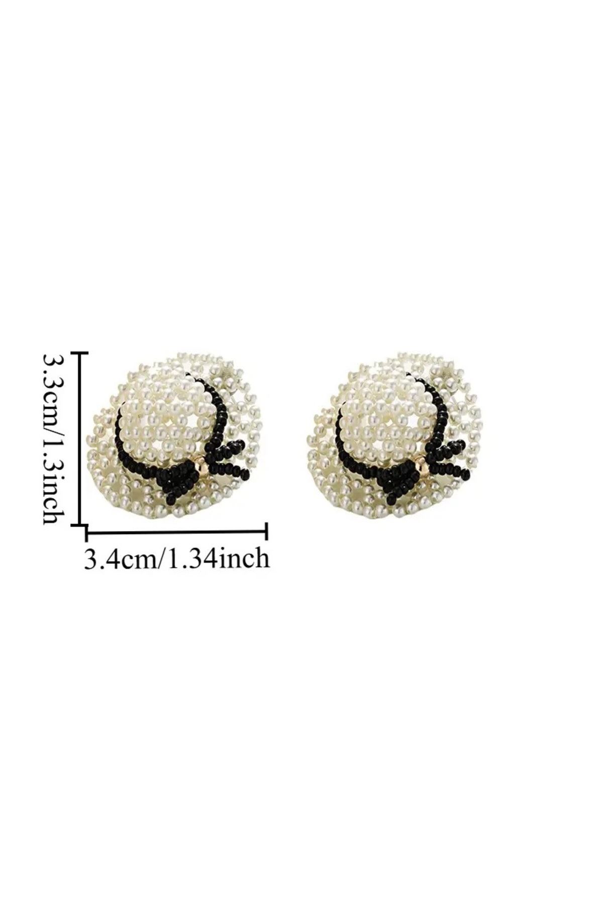 925 Gümüş Iğneli Incili Şapka Şık Kadın Küpe, Çap:3,5cm