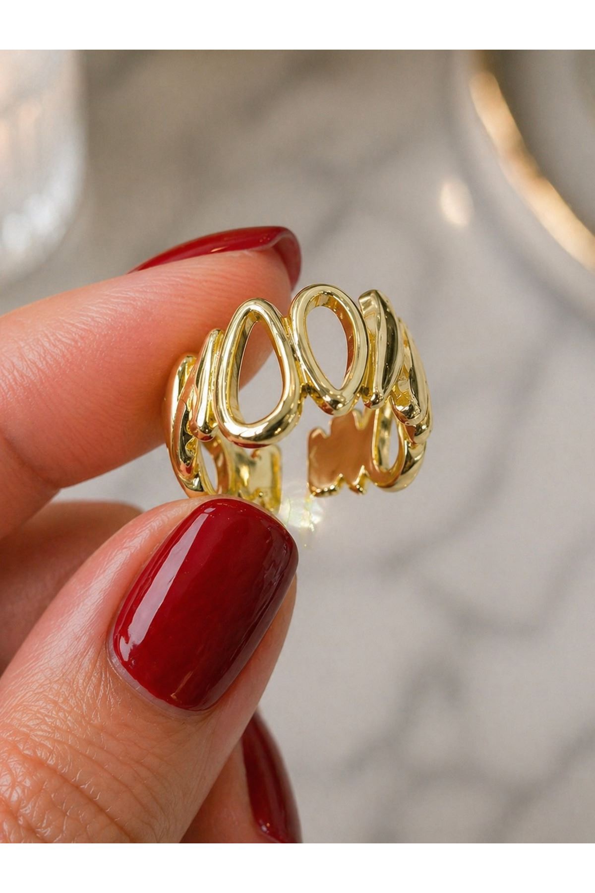 Gold Damlalar Yüzük, Ayarlanabilir