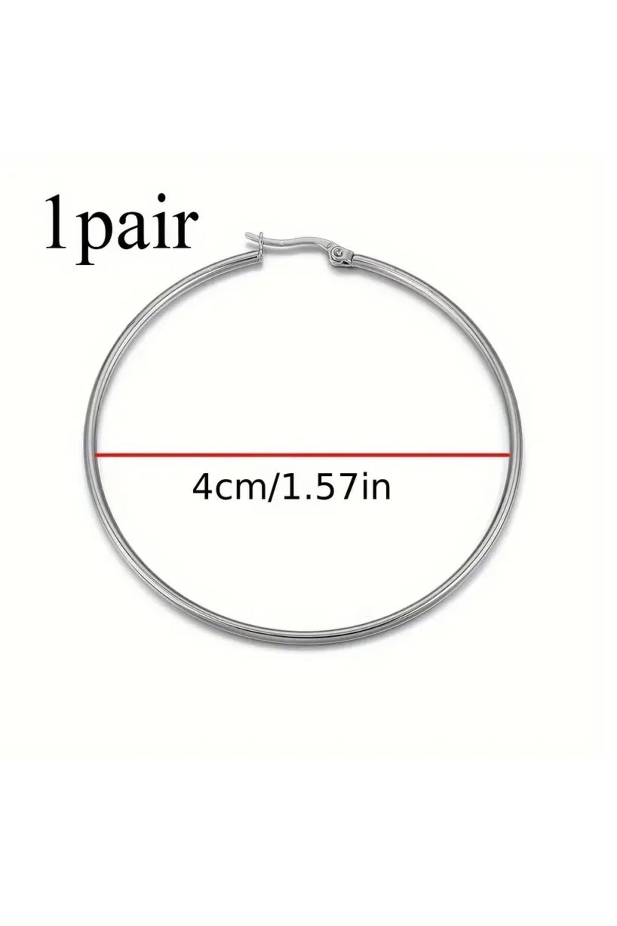 4cm Gümüş Küçük Boy Halka Kadın Küpe