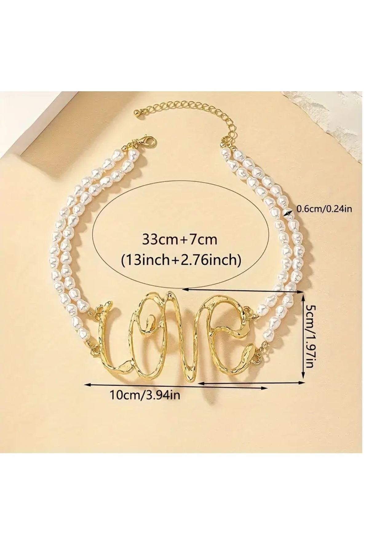 Love Yazılı İnci Choker Kadın Kolye