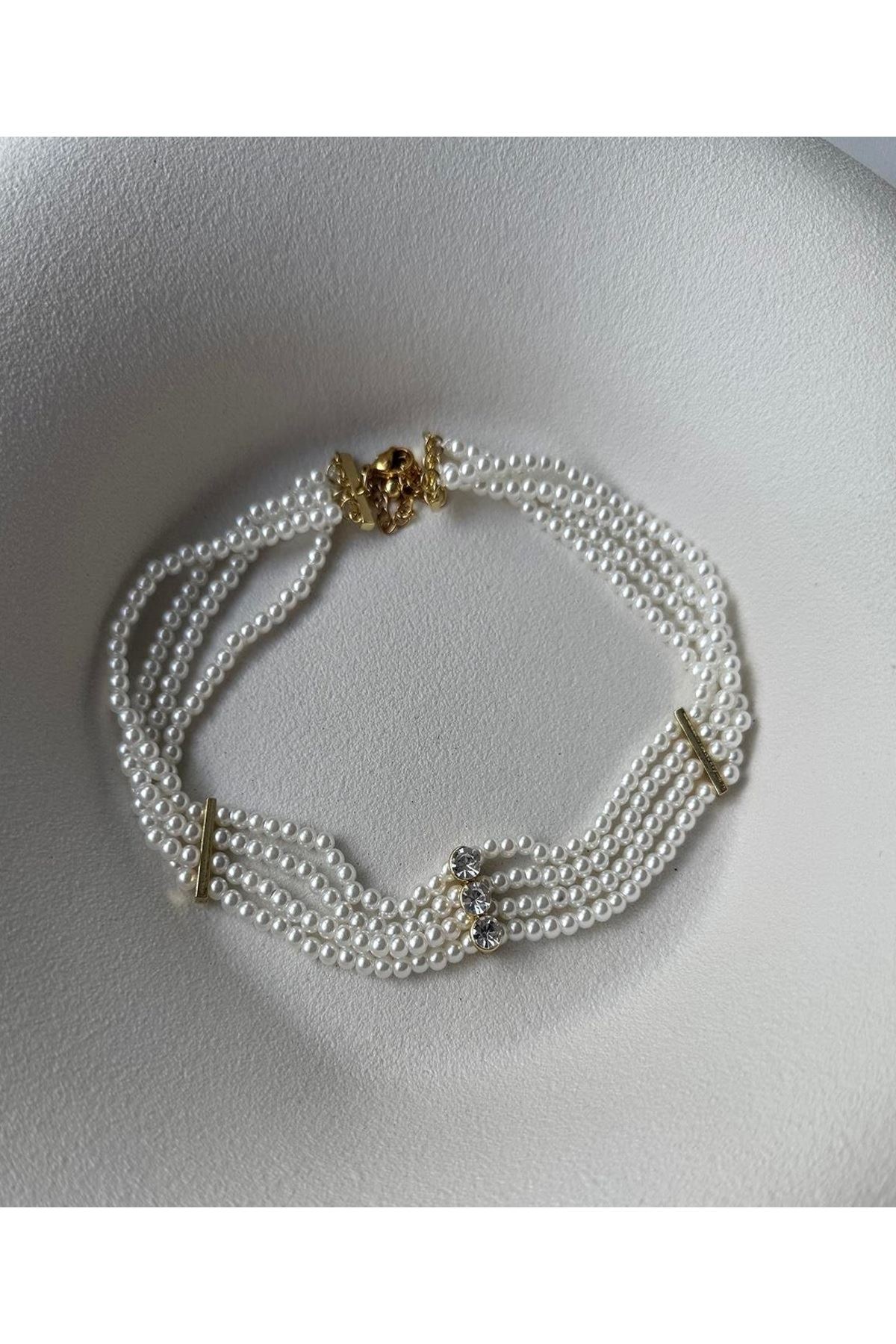 Taşlı İnci Choker Kadın Kolye