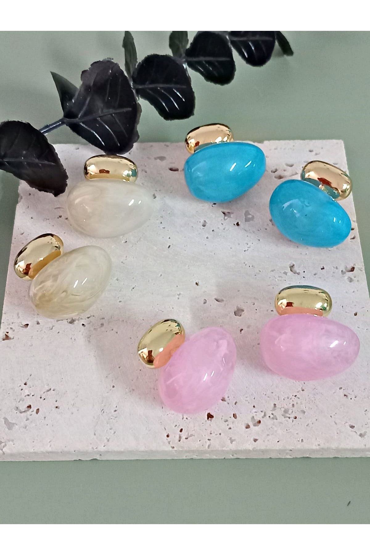 Pembe Bonbon Gold Şık Kadın Küpe
