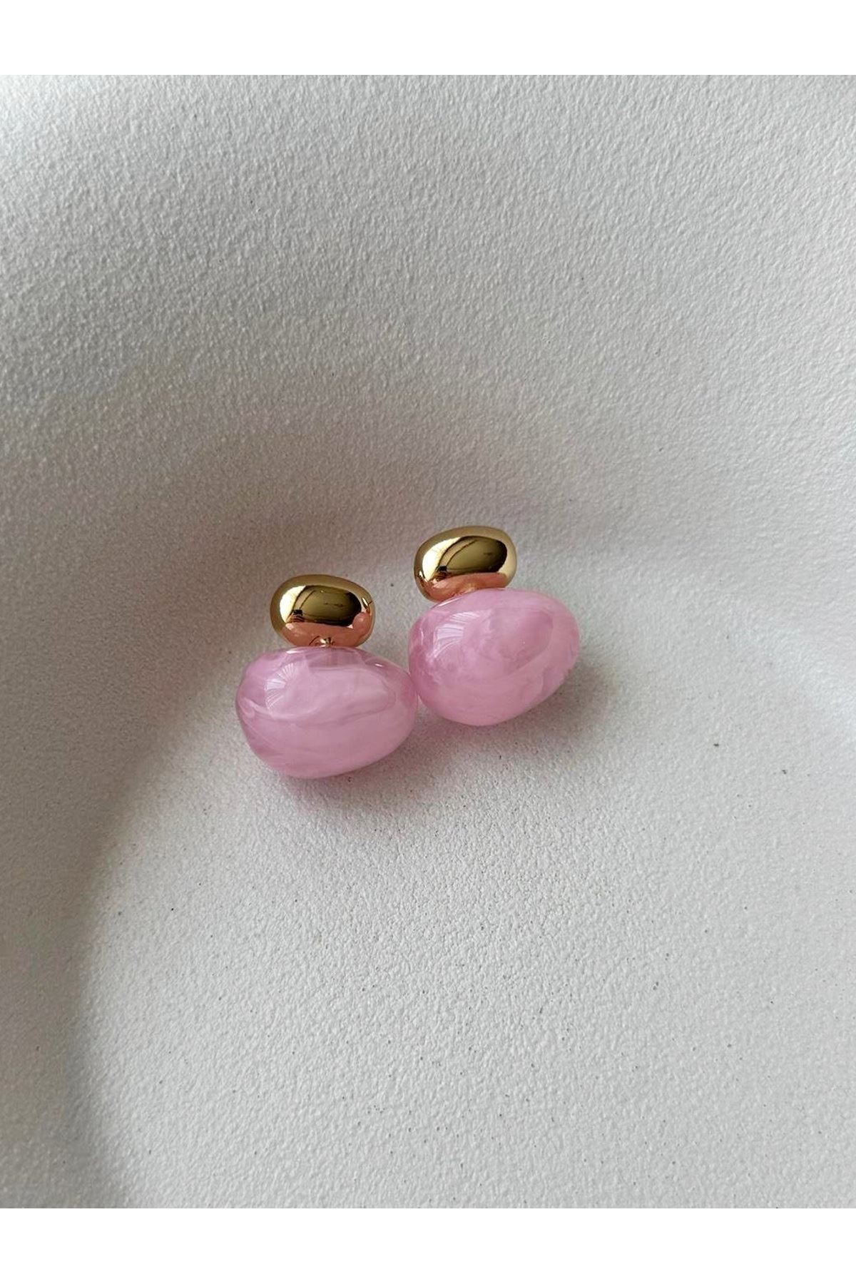 Pembe Bonbon Gold Şık Kadın Küpe