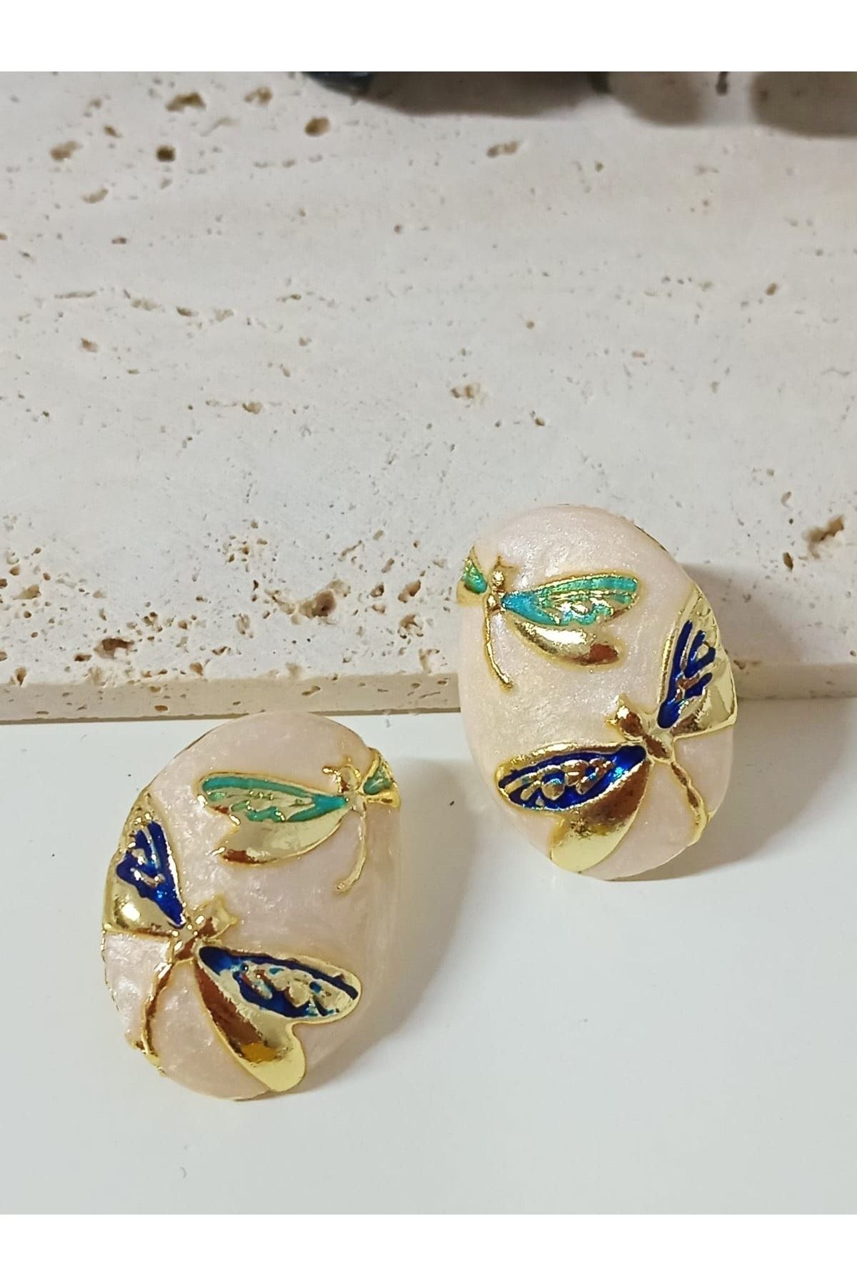 Krem Gold Yusufçuk Şık Küpe