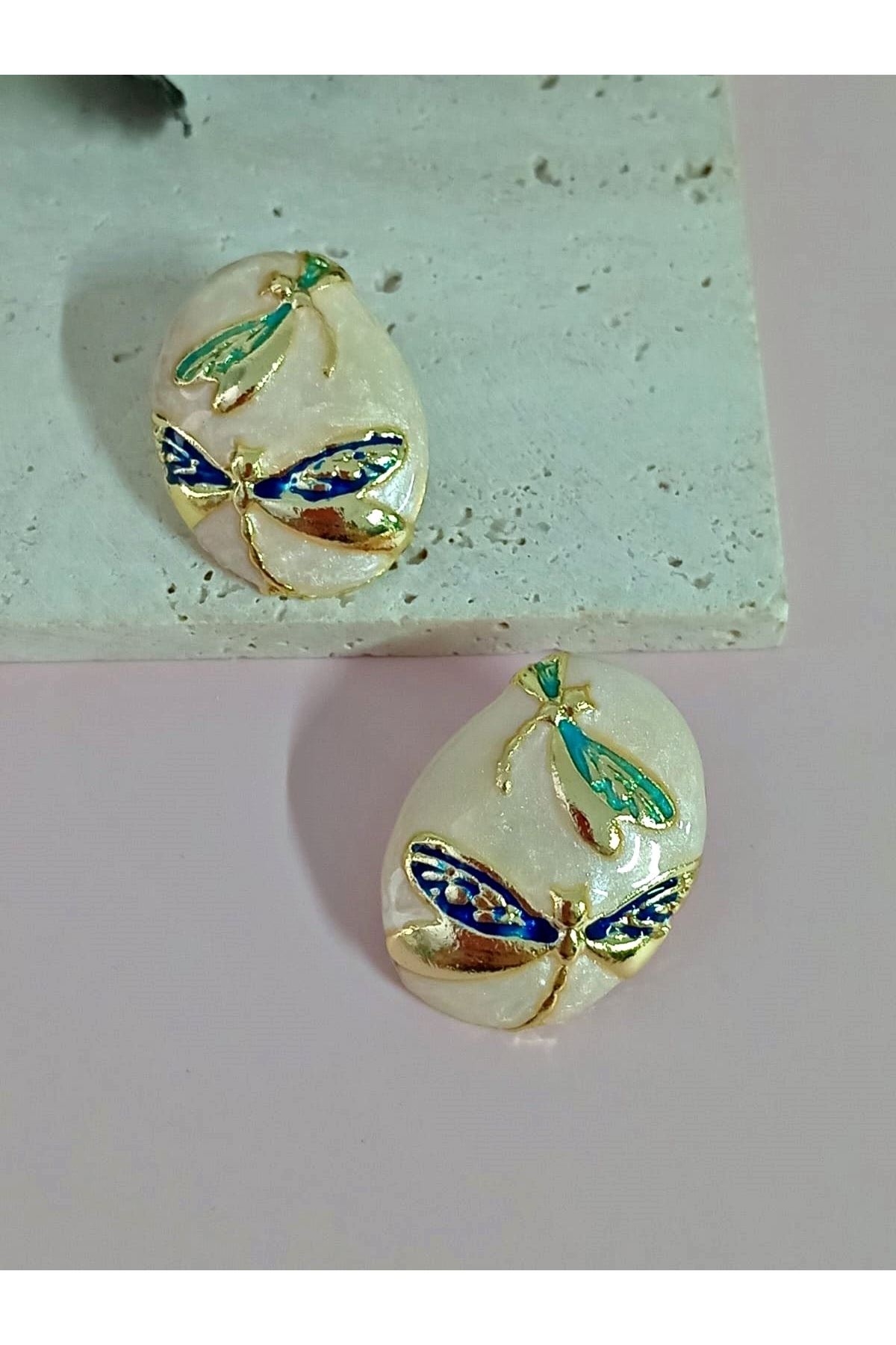 Krem Gold Yusufçuk Şık Küpe