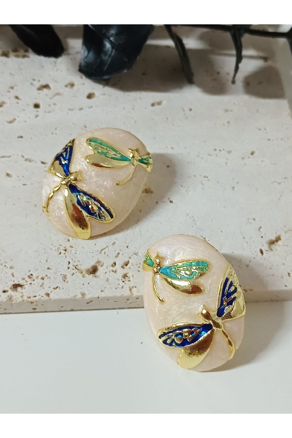 Krem Gold Yusufçuk Şık Küpe