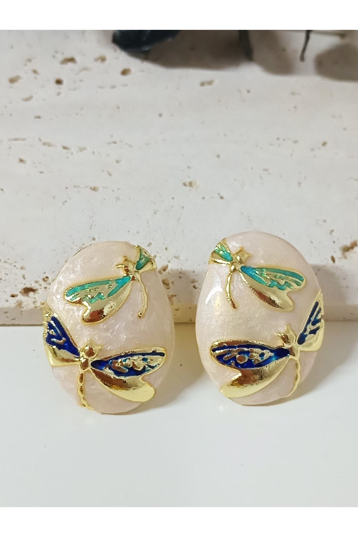 Krem Gold Yusufçuk Şık Küpe