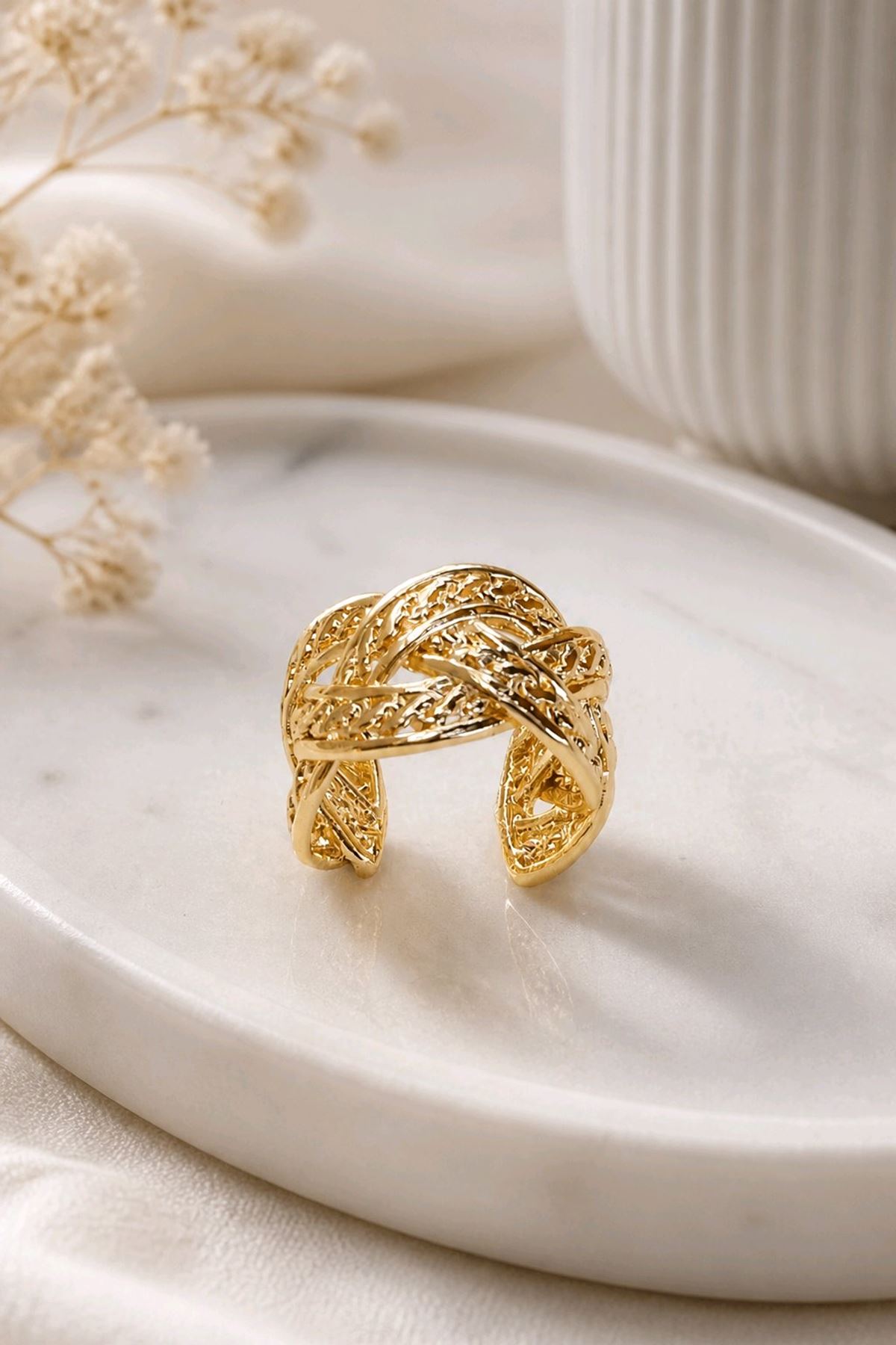 Gold Örgü Yüzük, Ayarlanabilir 