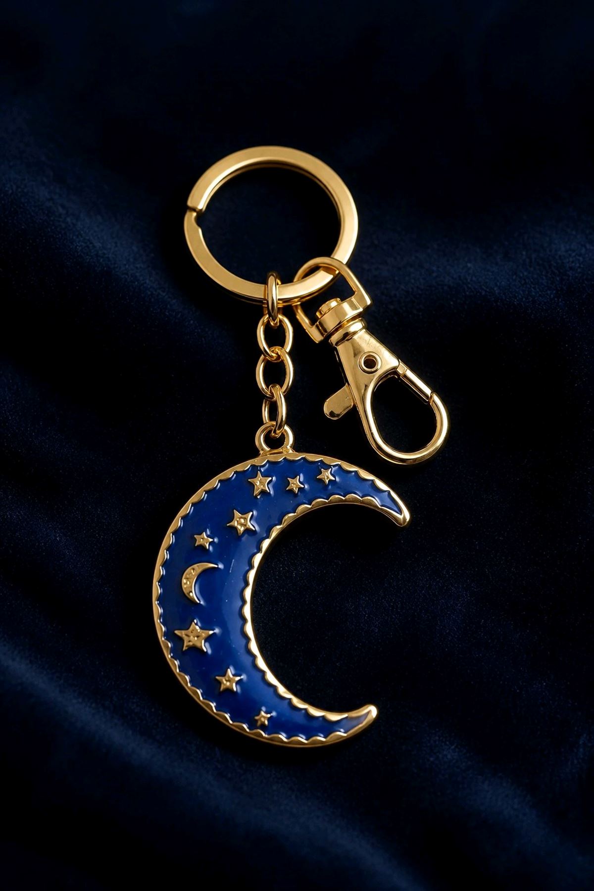 Mavi Ay Anahtarlık ve Çanta Aksesuarı, Uzunluk: 9cm 