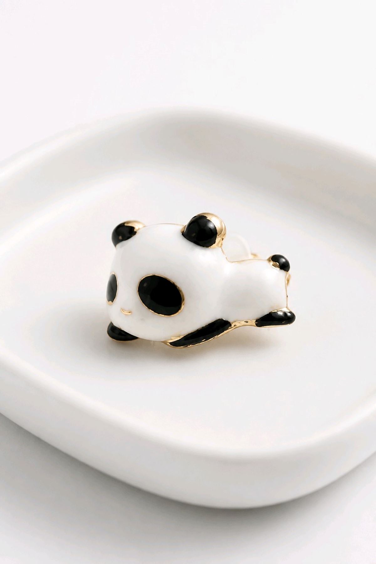 Beyaz Mini Panda Broş, Yaka Broşu, Çanta Broşu