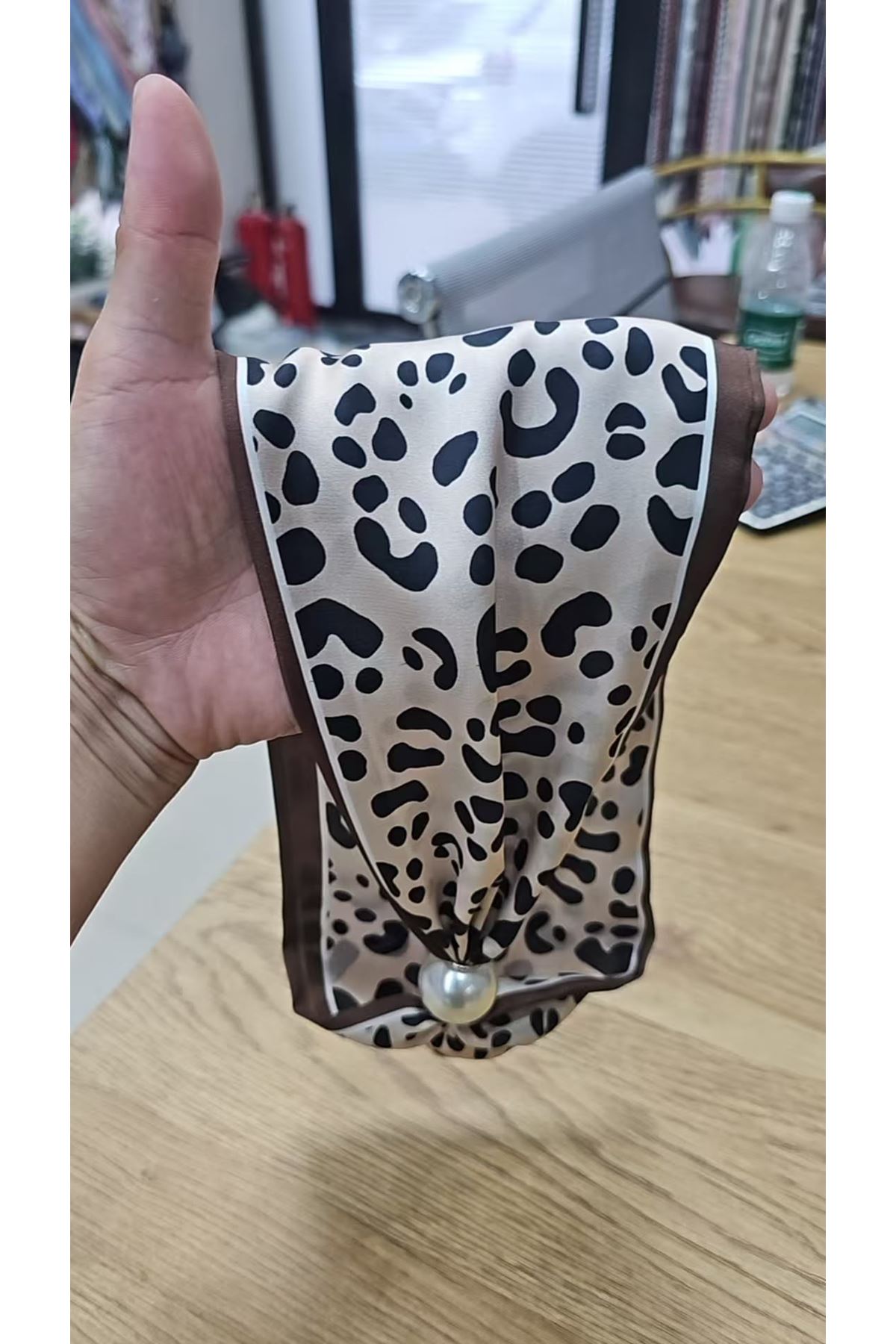 2 Parça, Leopar Mıknatıs İncili Kolye Fular 
