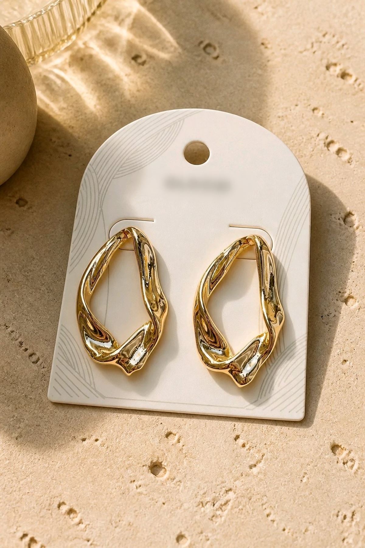 Gold Tasarım Küpe, Uzunluk: 4cm