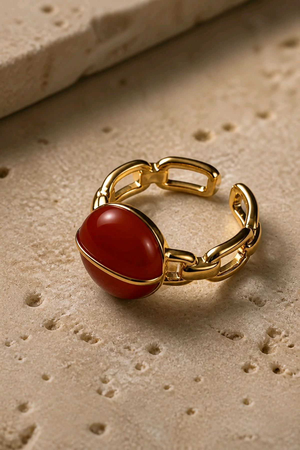 Çelik Gold Bordo Yüzük Ayarlanabilir  