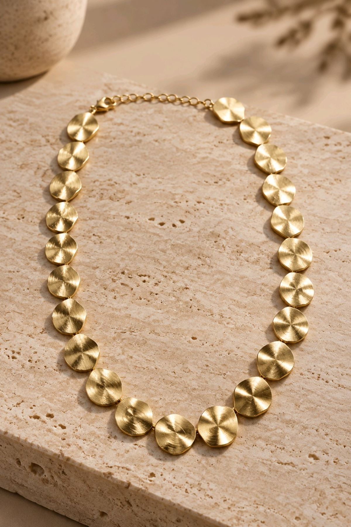 Gold Plaka Kararmaz Kolye, Uzunluk: 37+5cm  