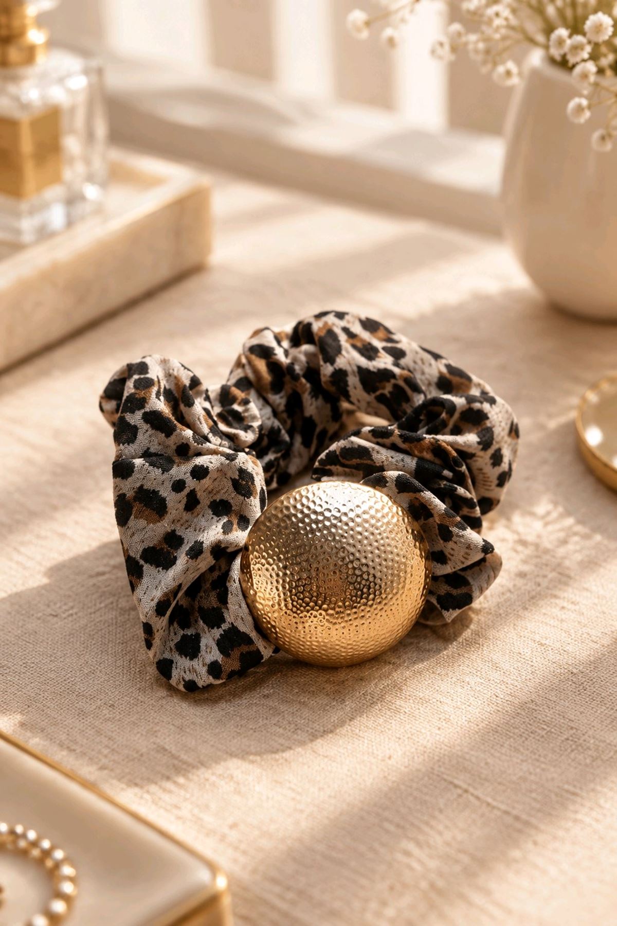 Leopar Gold Figürlü Simit Toka, Çap: 10cm