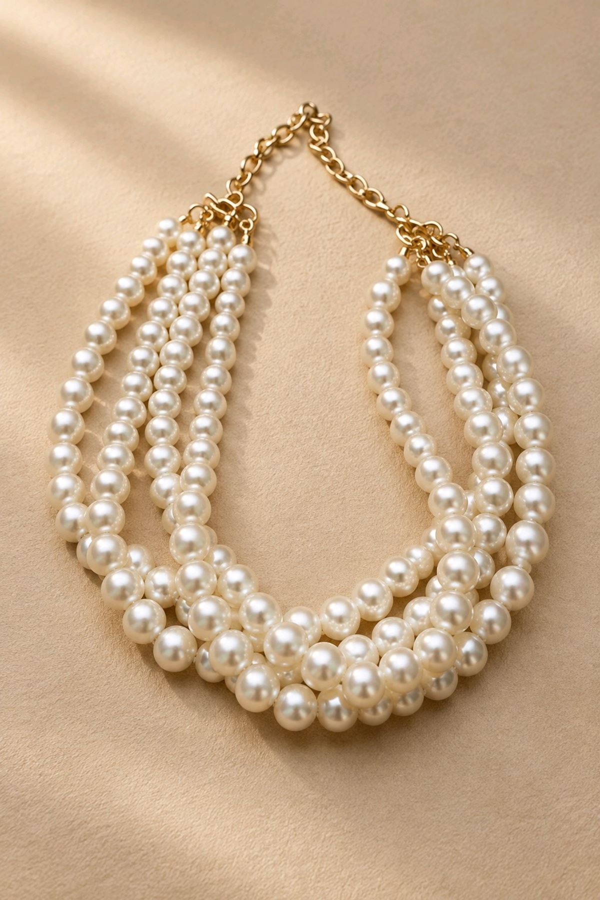4 Sıra İncili  Choker Kolye