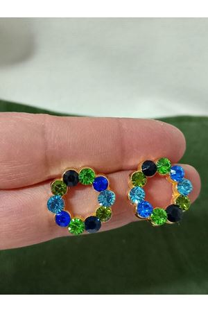 Yeşil Tonlu zirkon Taşlı Küçük Halka Abiye Günlük Kadın Küpe