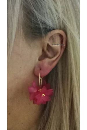 4 Parça Pembe Çiçek Gold Halka Kadın Küpe