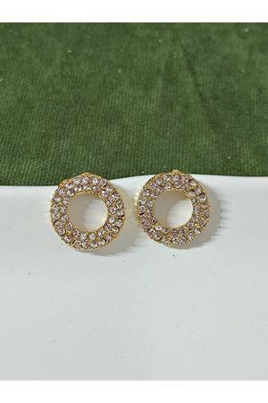 Gold Taşlı Yuvarlak Şık Kadın Küpe