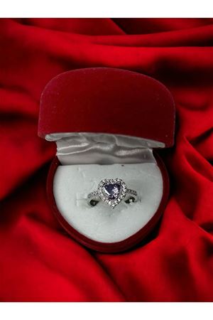 Kalpli Yüzük Çelik Mor Zirkon Taşlı Silver Ciddi I?llişki Yüzüğü