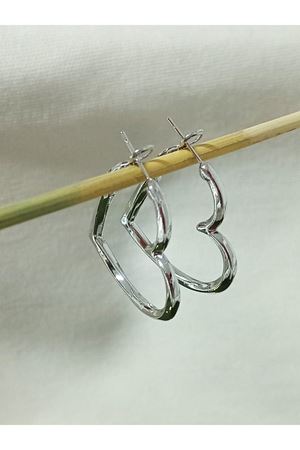 Gümüş Kalp Halka Hafif  Kadın Küpe