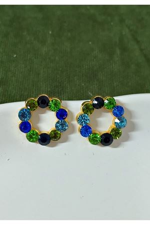 Yeşil Tonlu zirkon Taşlı Küçük Halka Abiye Günlük Kadın Küpe