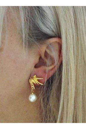 Gold, İnci Sallantılı Hafif Şık Kadın Küpe