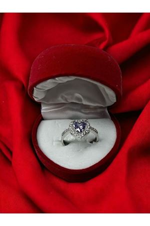 Kalpli Yüzük Çelik Mor Zirkon Taşlı Silver Ciddi I?llişki Yüzüğü