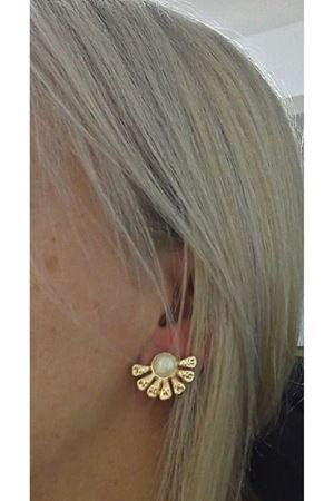 Gold Yarım Çiçek Şık Kadın Küpe