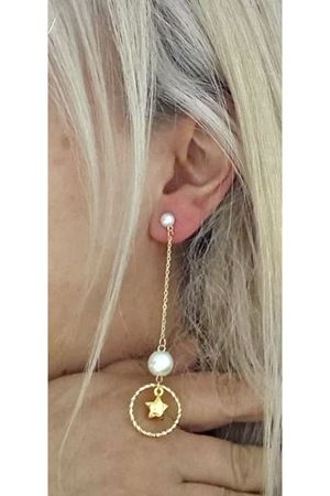 Gold, İnci Yıldız Sallantılı Hafif Şık Kadın Küpe